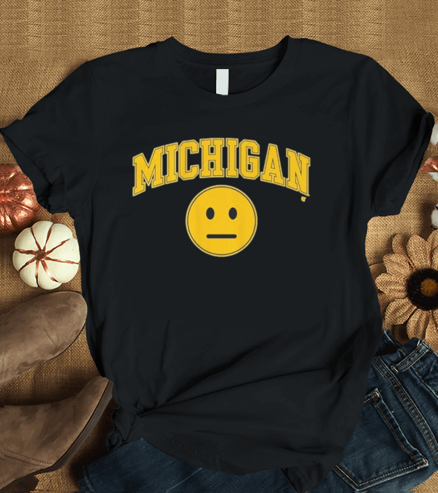 Michigan Basketball Yellow Emoji Face T-Shirt