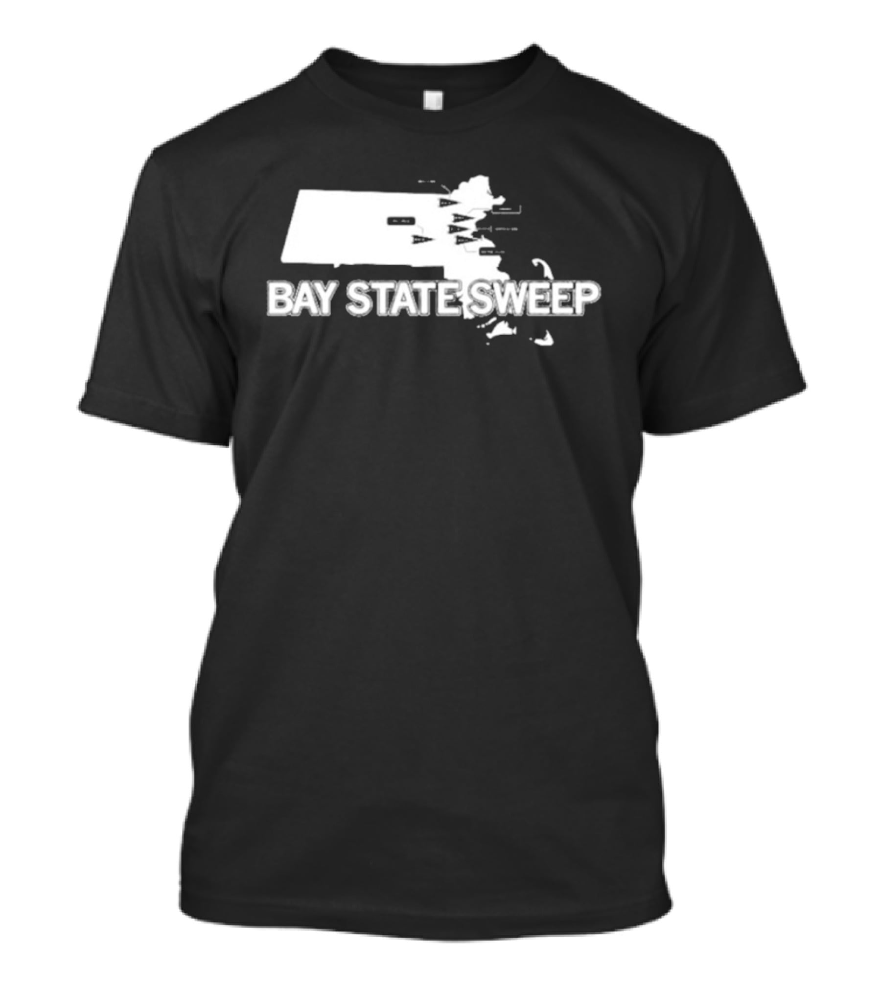 Bay State Sweep Massachusetts Map Landmarks T-Shirt