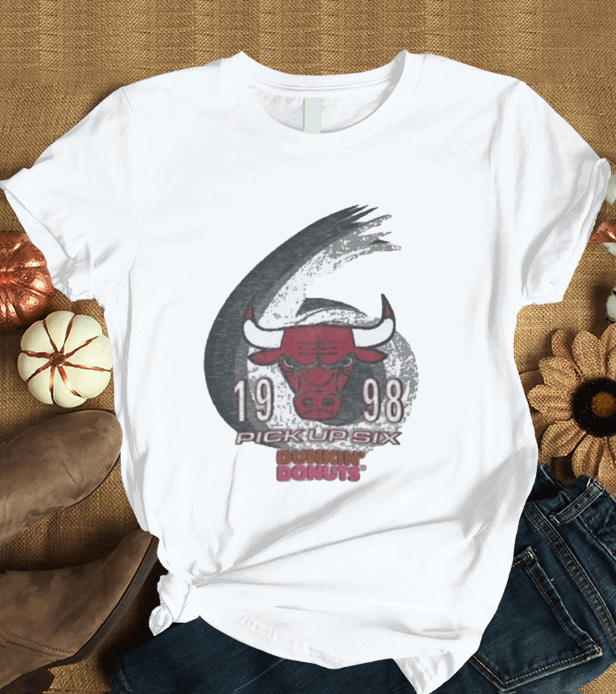 1998 Chicago Bulls Pick Up Six Dunkin' Donuts Promo T-Shirt