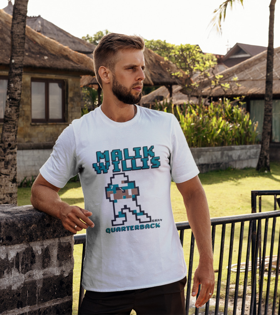 Malik Willis Retro Pixel Quarterback Miami Baller T-Shirt