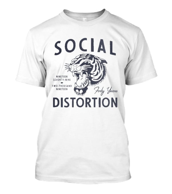 Social Distortion Forty Years Nineteen Seventy Nine Two Thousand Nineteen Tiger Head T-Shirt