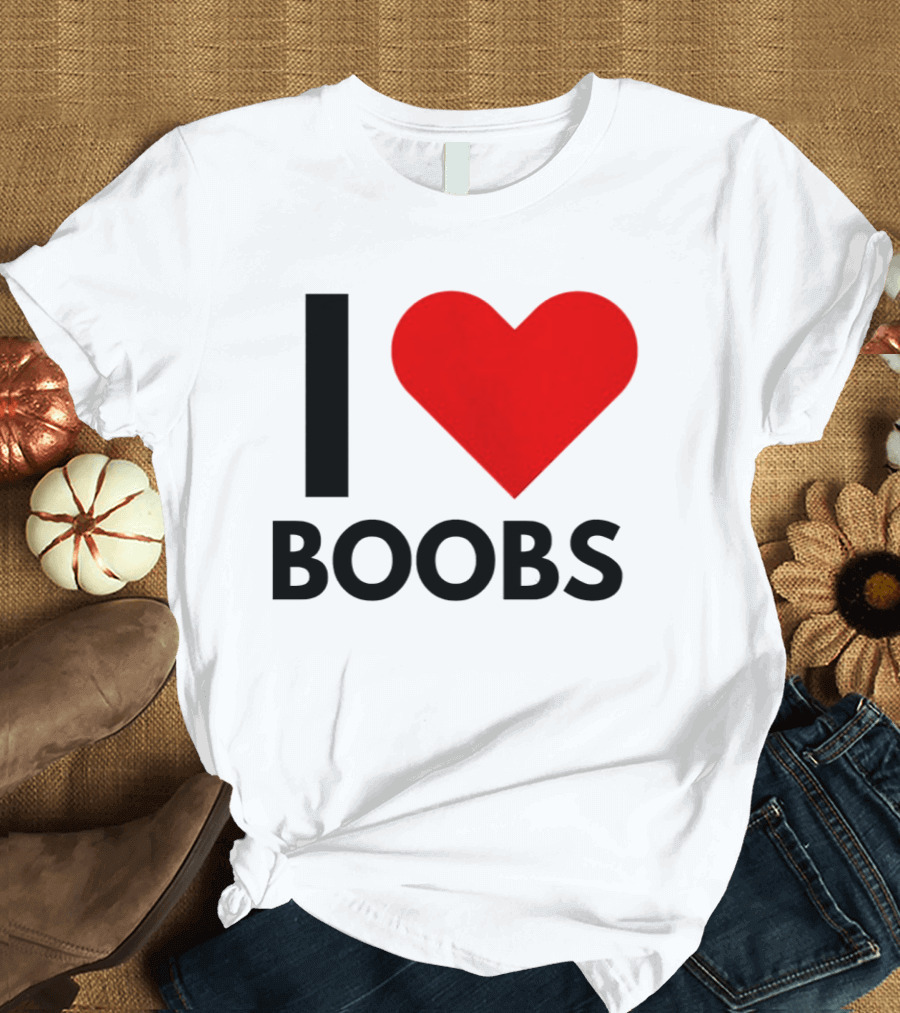 I Love Boobs Heart Symbol Humor T-Shirt