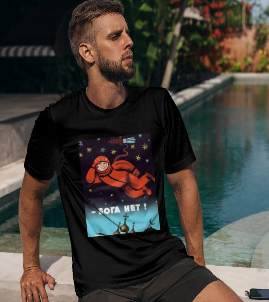 Soviet CCCP Cosmonaut Boga Net Space Exploration Communist Atheism T-Shirt