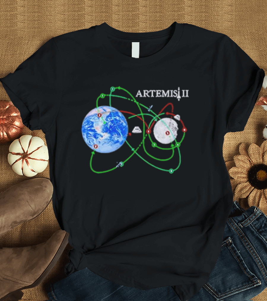 Artemis II NASA Moon Mission Pathways Earth And Moon T-Shirt