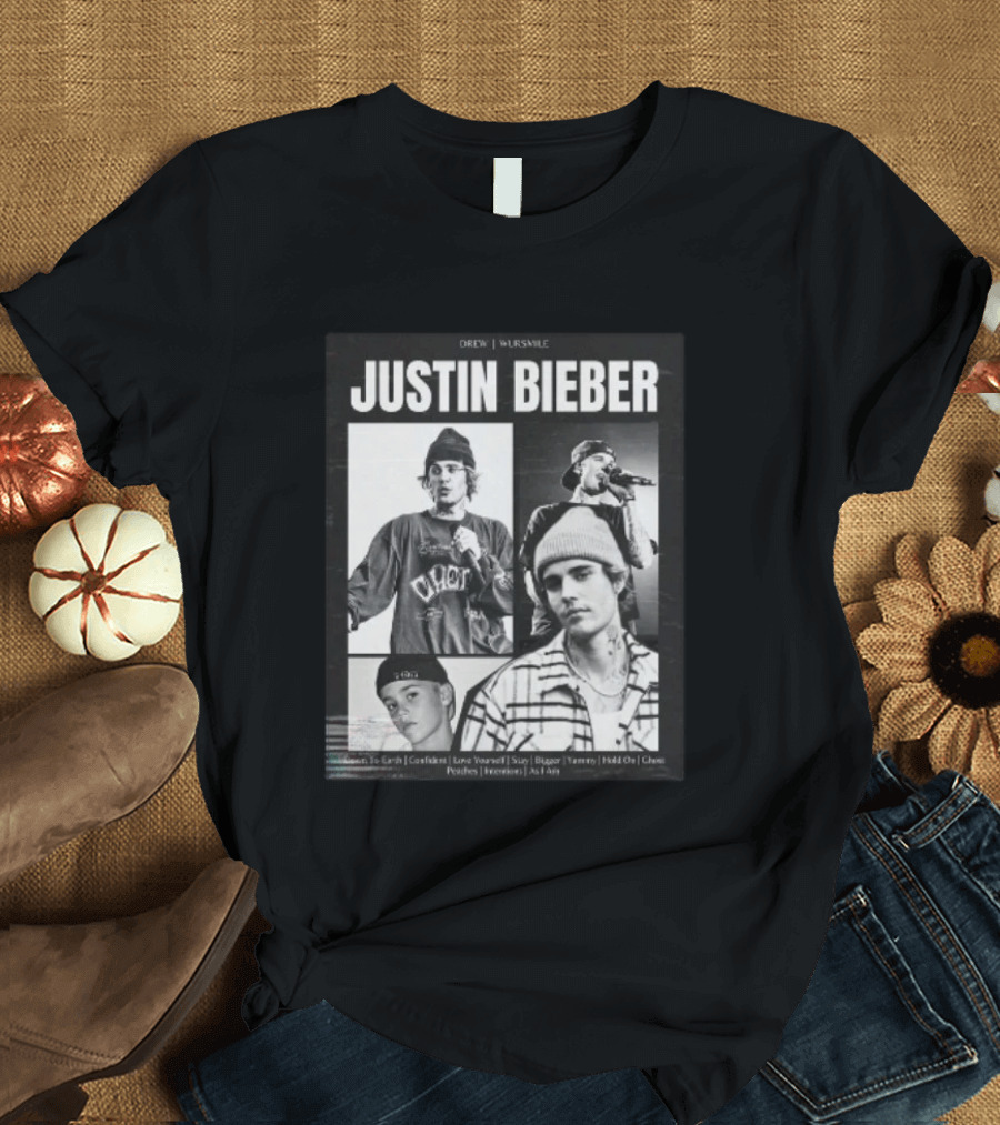 Drew House Viasmule Justin Bieber Collage Love Yourself Peaches Iconic Photos T-Shirt