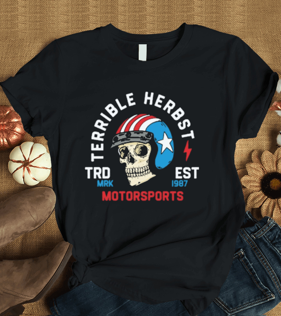 Terrible Herbst Motorsports TRD Mark EST 1987 Skull Helmet Star T-Shirt