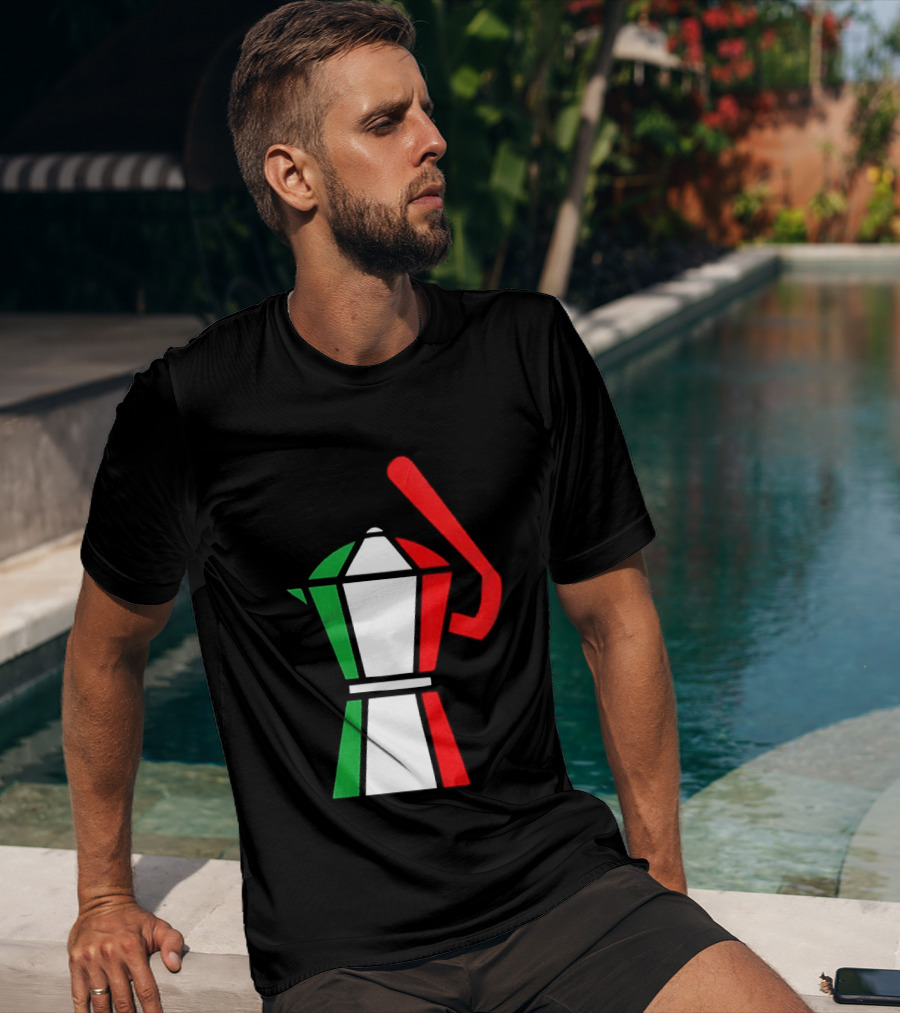 Italy Coffee Pot Italian Flag Colors White T-Shirt