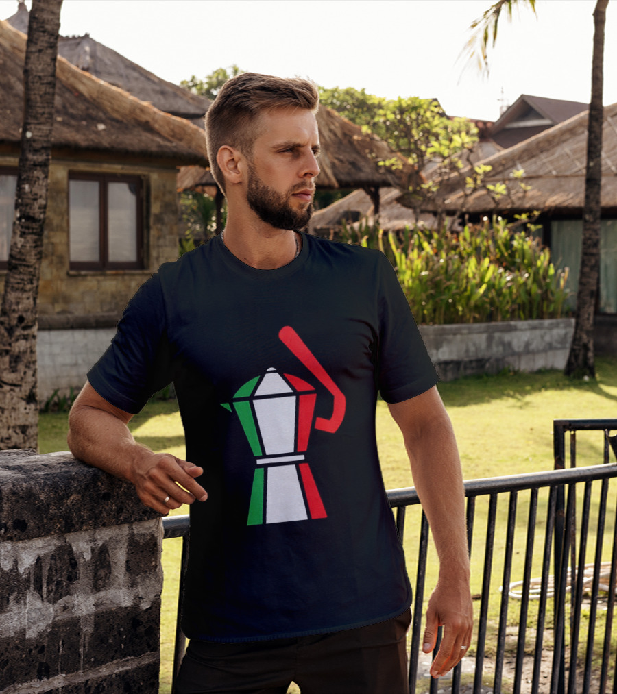 Italy Coffee Pot Italian Flag Colors White T-Shirt