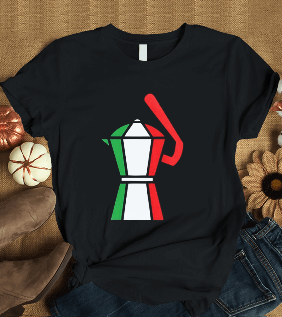 Italy Coffee Pot Italian Flag Colors White T-Shirt