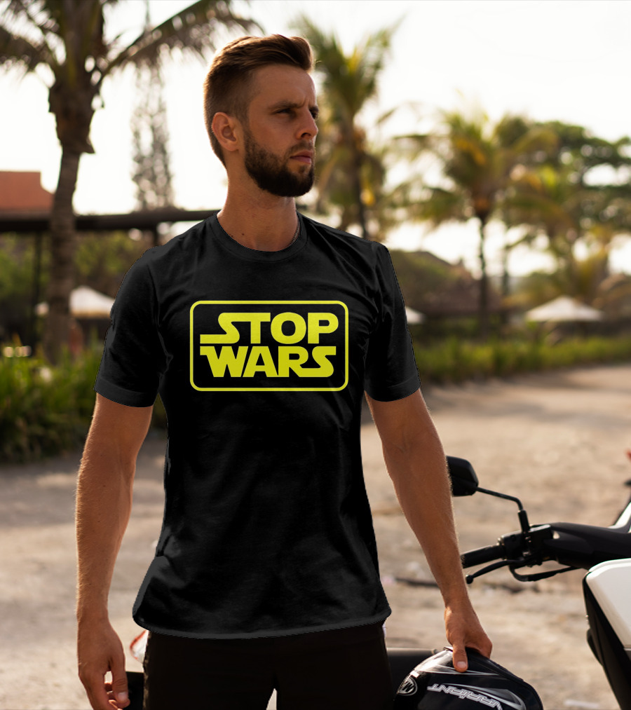 Stop Wars Yellow Text Block T-Shirt