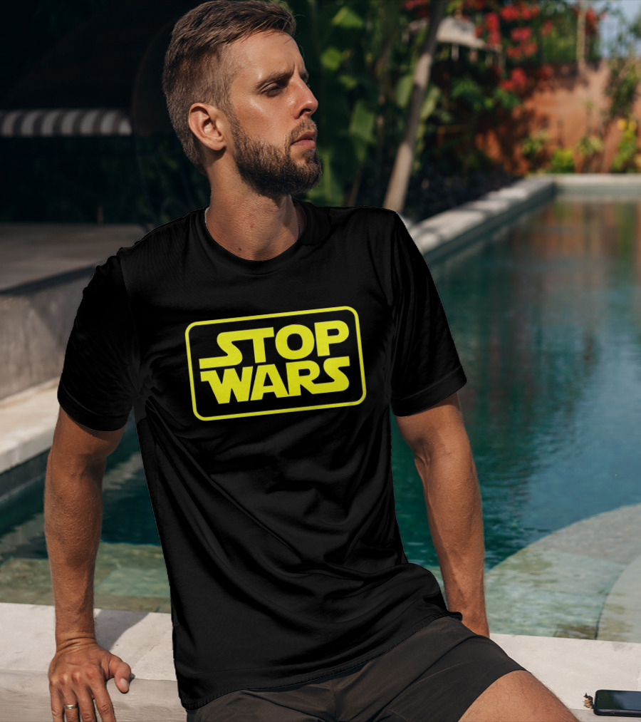 Stop Wars Yellow Text Block T-Shirt