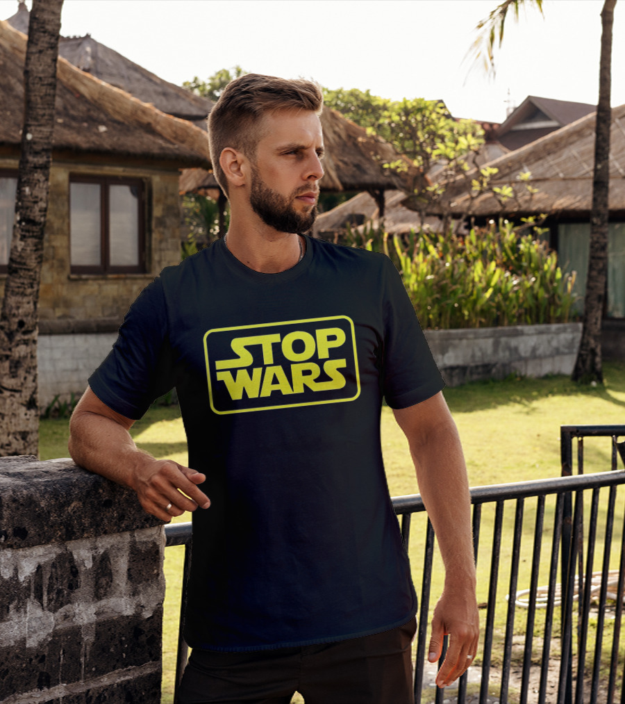 Stop Wars Yellow Text Block T-Shirt