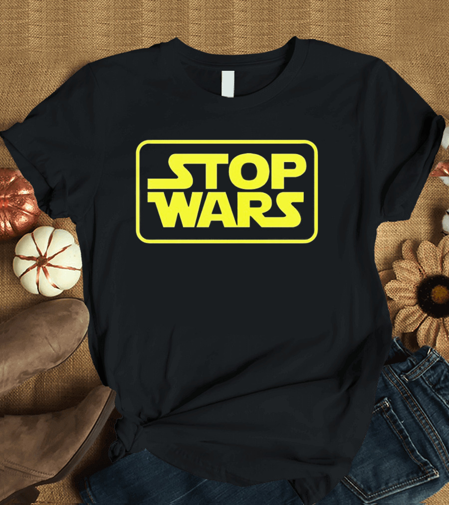 Stop Wars Yellow Text Block T-Shirt