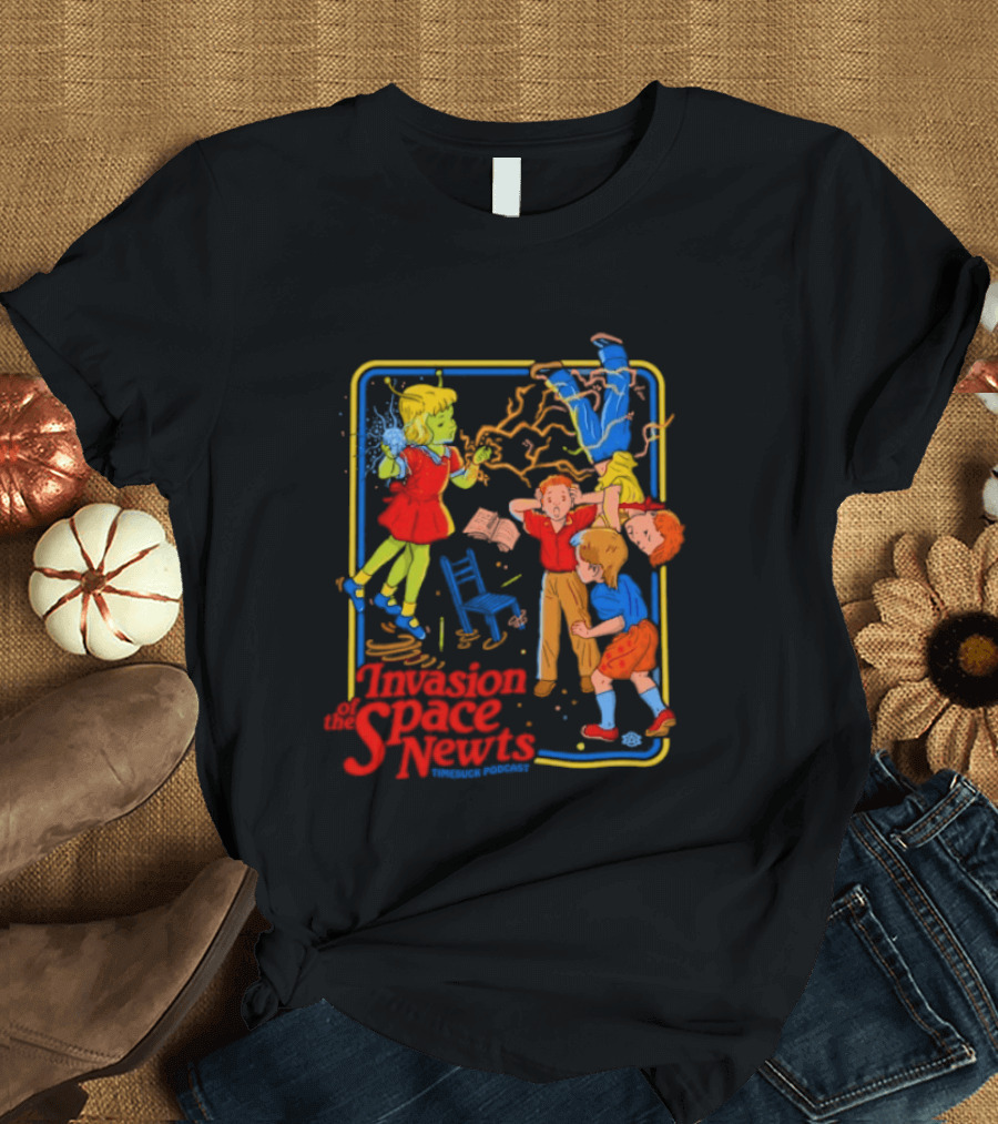 Invasion Of The Space Newts Retro Sci Fi Kids Adventure T-Shirt