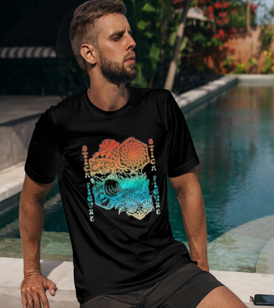 Stick Figure Coastal Cruiser Sun And Waves T-Shirt