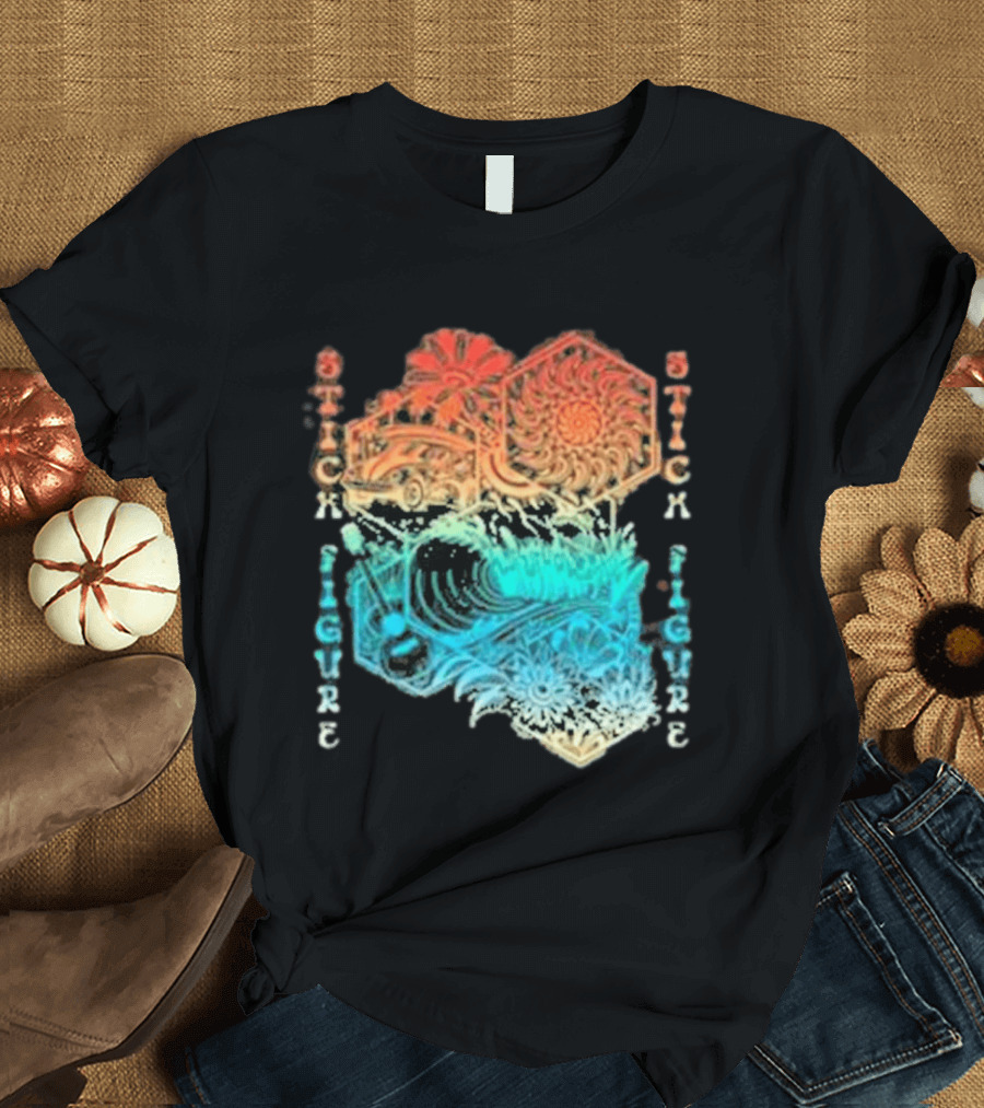 Stick Figure Coastal Cruiser Sun And Waves T-Shirt