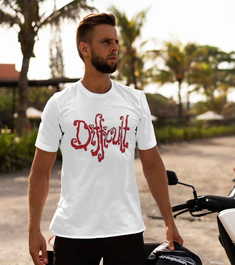 Lonely Club Difficult Red Heart Lettering T-Shirt