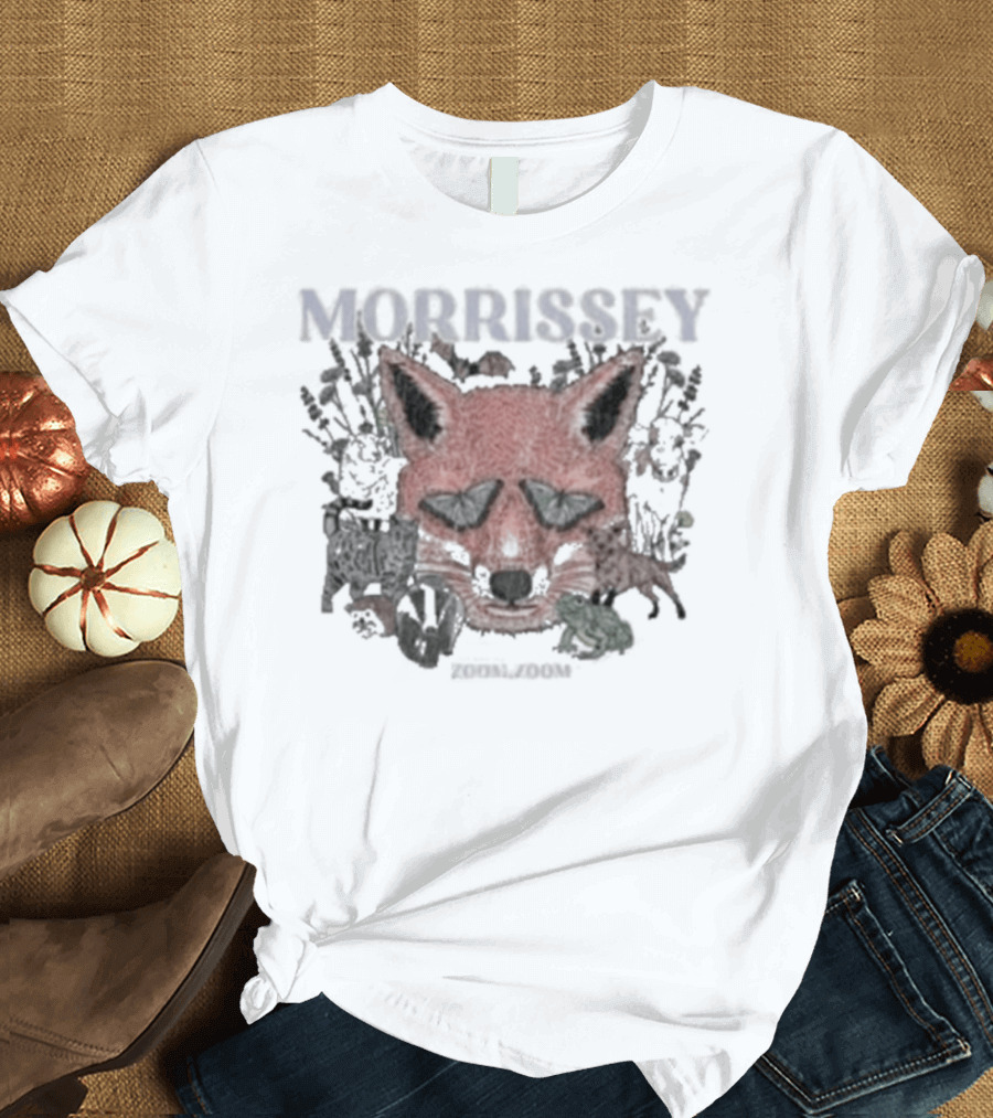 Morrissey Red Fox Face Floral Background Mporium Zoom T-Shirt