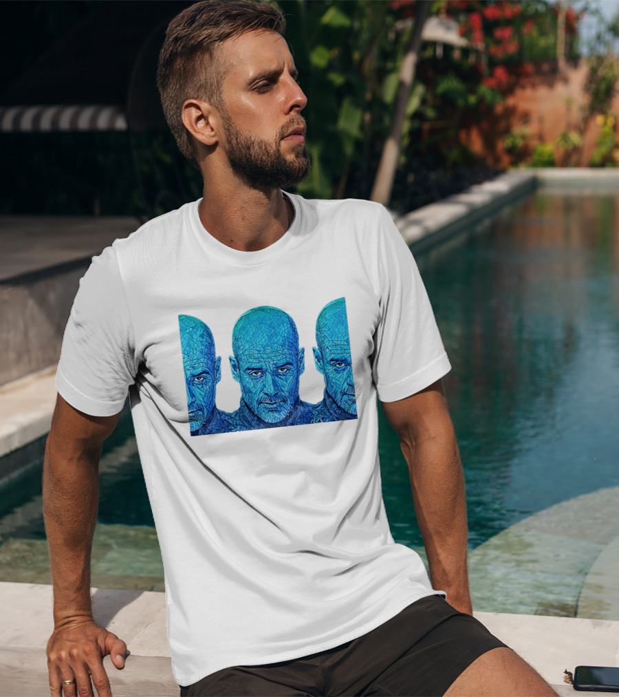 Manchester City FC Pep Guardiola Mosaic Style Blue T-Shirt