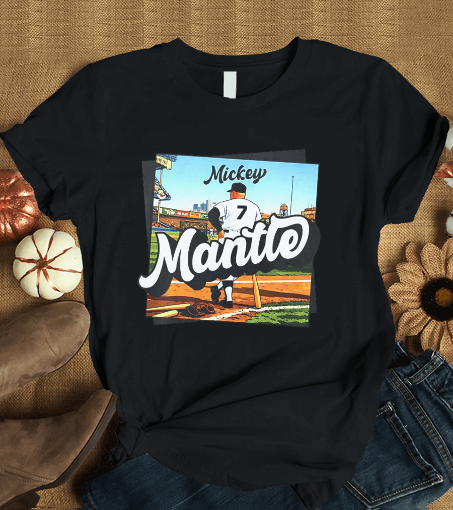 Mickey Mantle New York Yankees Baseball Stadium Number 7 T-Shirt