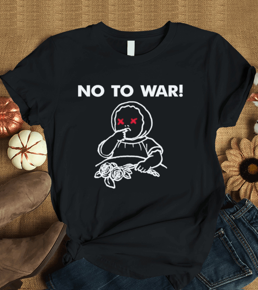 No To War Jon King Protest Statement With Child And Flowers T-Shirt
