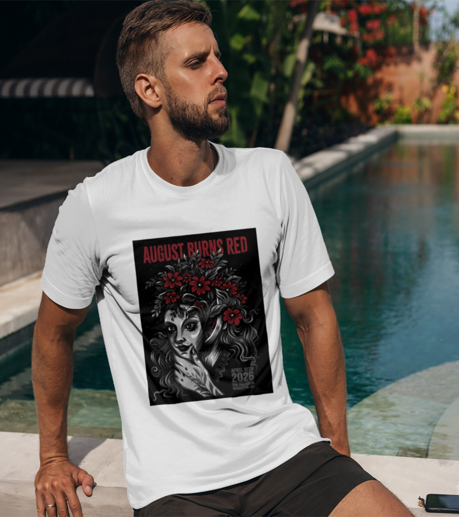 August Burns Red Concert April 10 2026 The Palladium Worcester MA Floral Headpiece T-Shirt