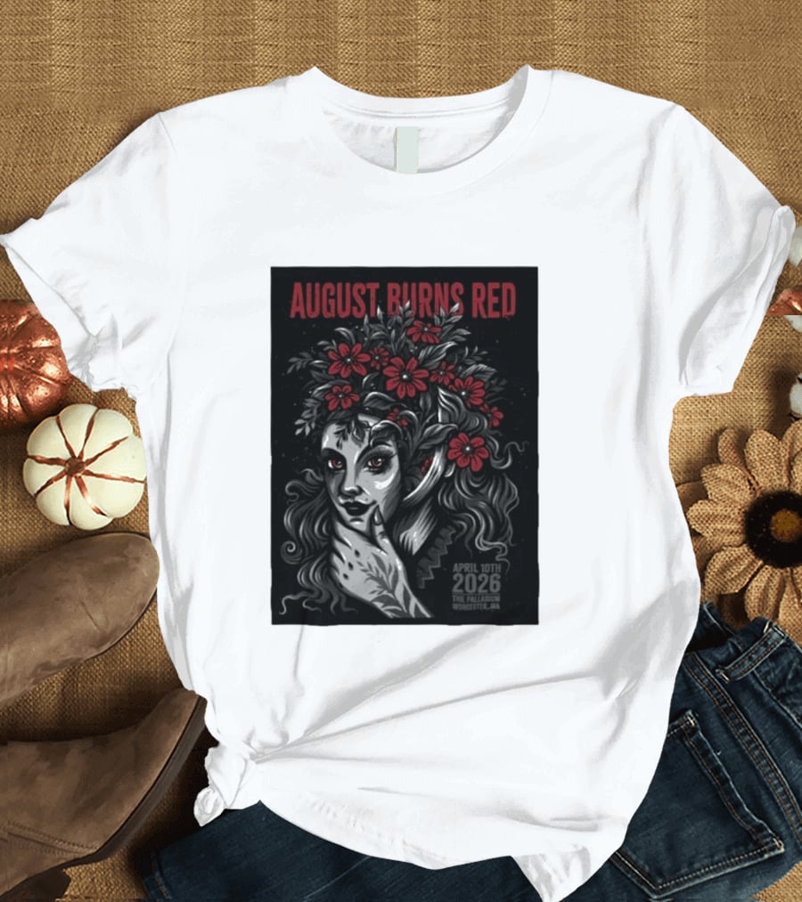 August Burns Red Concert April 10 2026 The Palladium Worcester MA Floral Headpiece T-Shirt