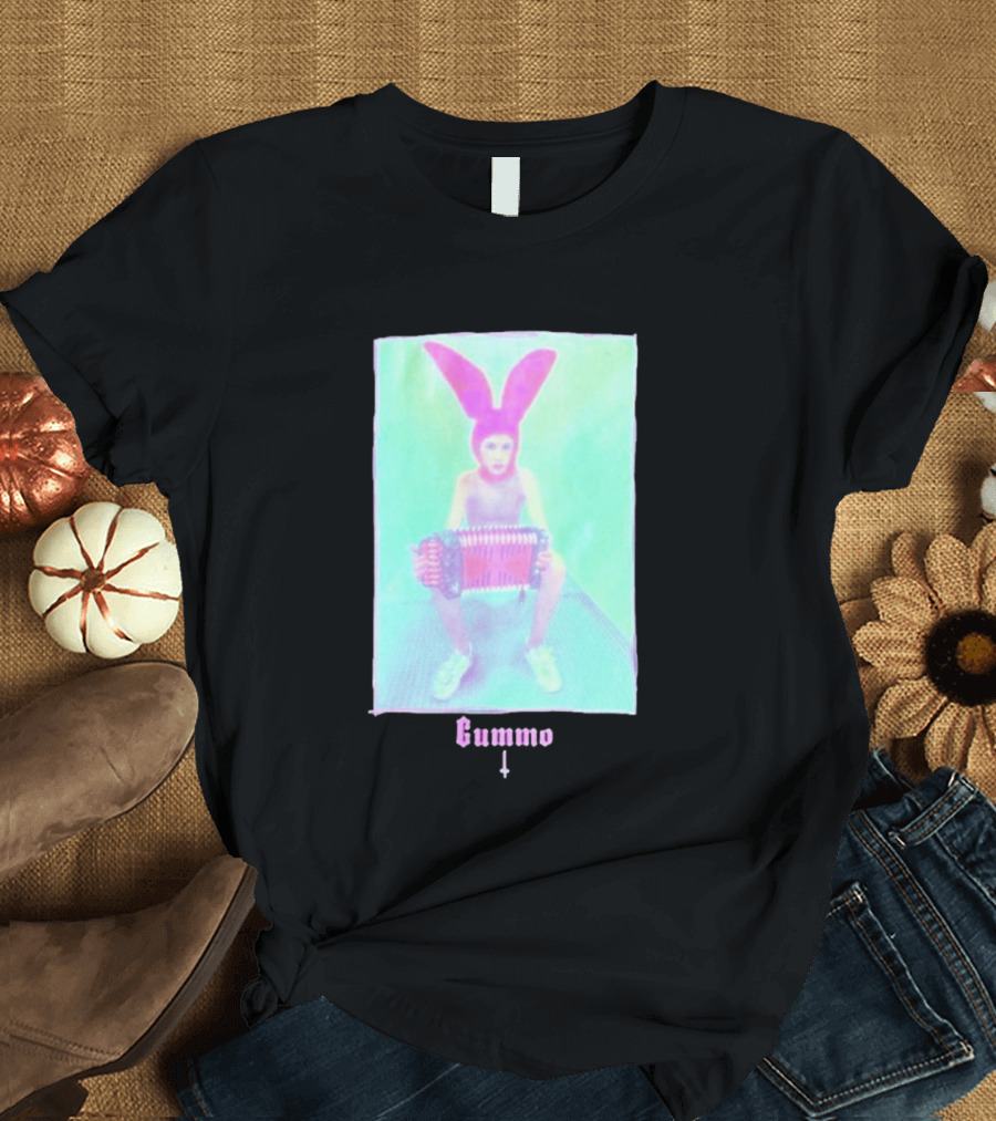 Gummo Bunny With Accordion And Pink Ears T-Shirt