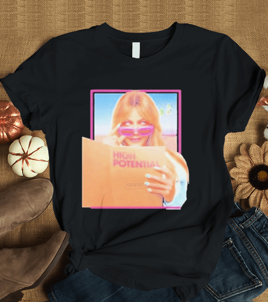 High Potential Confident Woman In Sunglasses Reading Document T-Shirt