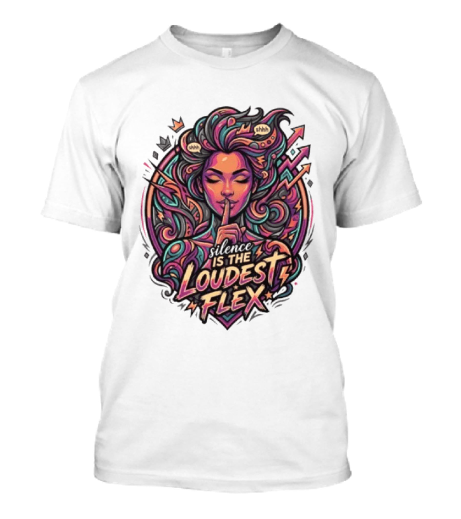 Shhh Silence Is The Loudest Flex Zen Art Nouveau Aesthetic T-Shirt