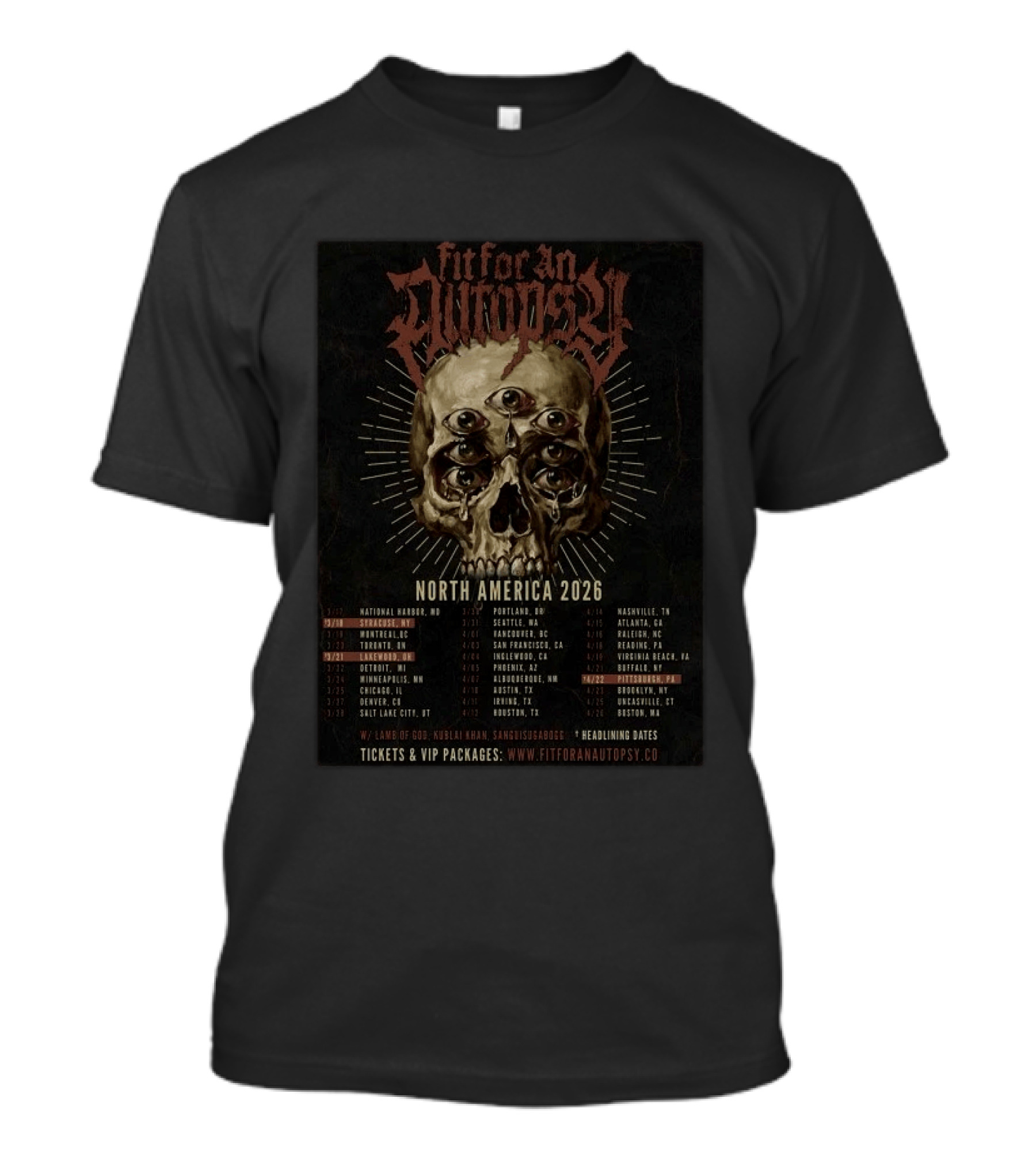Fit For An Autopsy North America 2026 Tour Dates With Skull T-Shirt