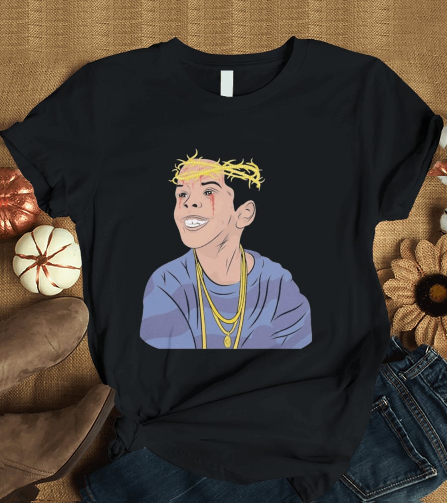Flygod 10 Year Anniversary Unique Graphic With Golden Crown And Tearful Smile T-Shirt