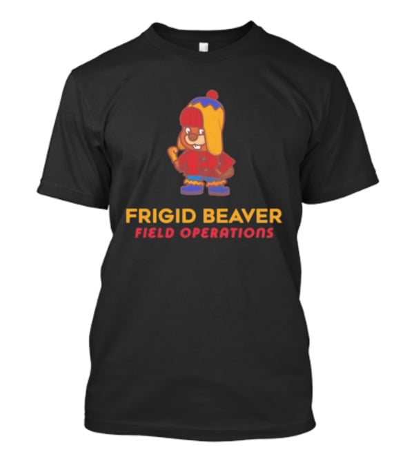 Frigid Beaver Field Operations Cold Weather Adventure Cartoon T-Shirt