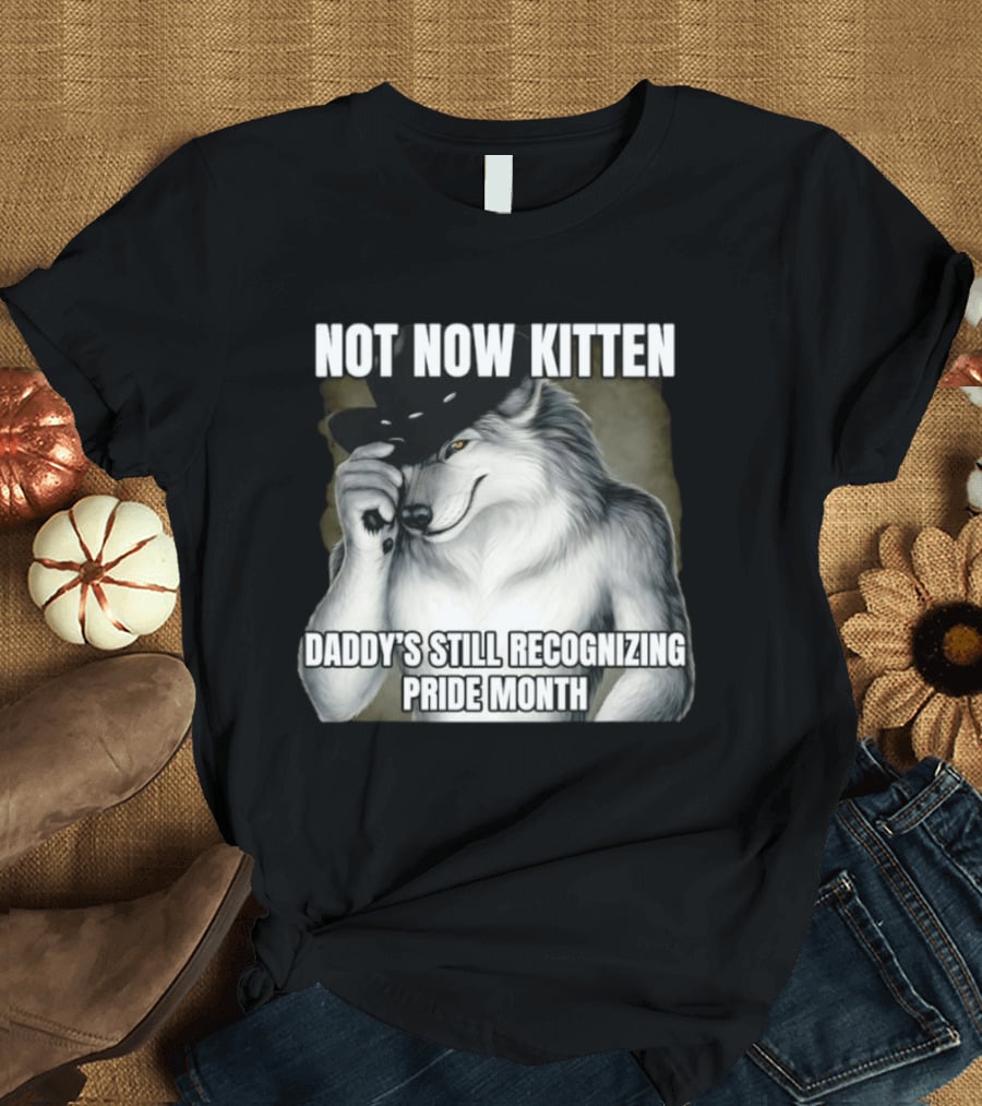 Not Now Kitten Daddy's Still Recognizing Pride Month Wolf T-Shirt