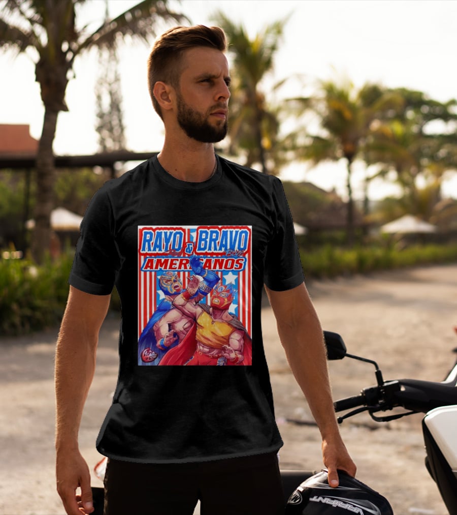 Rayo And Bravo Red Blue Americanos Wrestling Fan Favorite T-Shirt