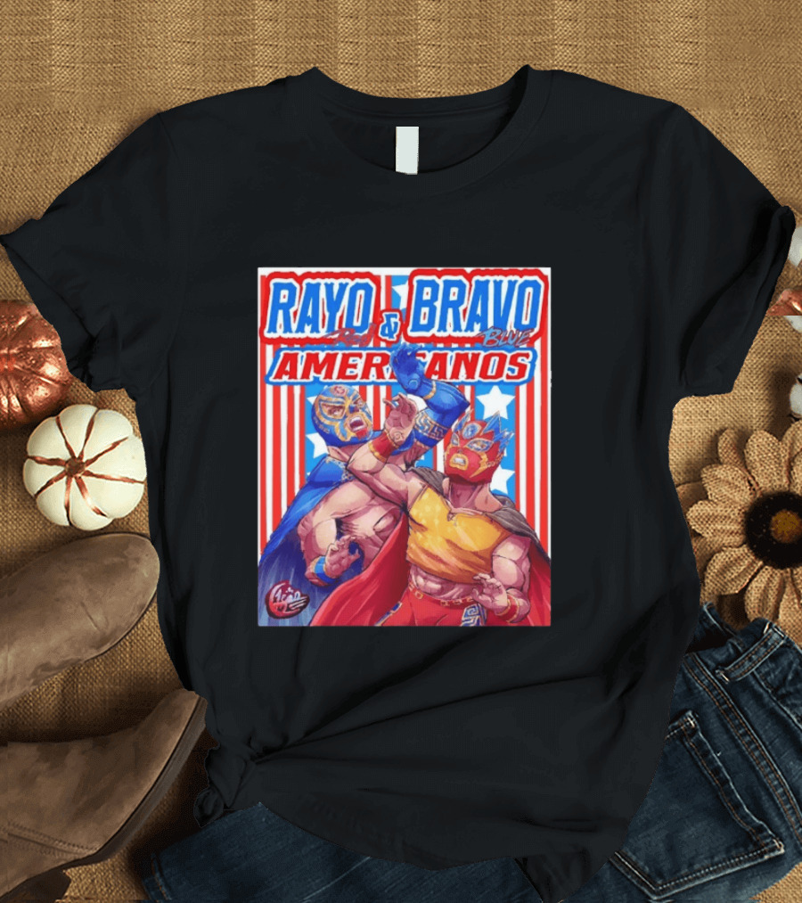 Rayo And Bravo Red Blue Americanos Wrestling Fan Favorite T-Shirt