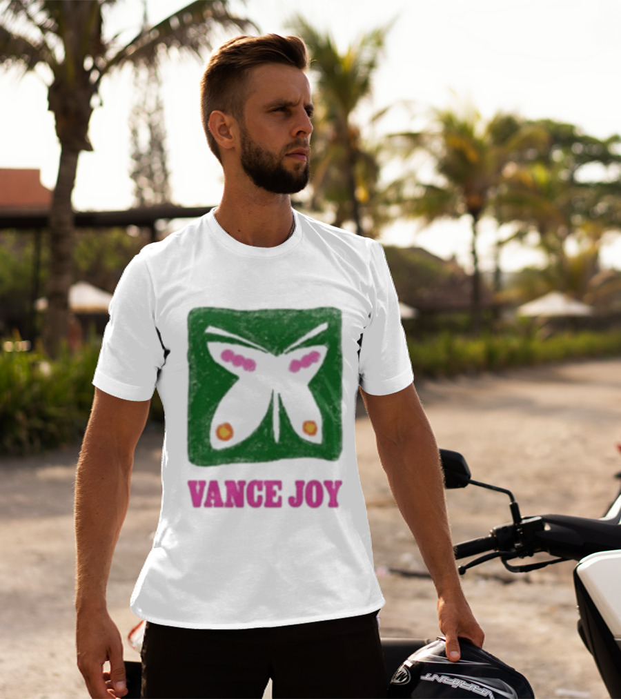 Vance Joy Butterfly Green Pink White T-Shirt
