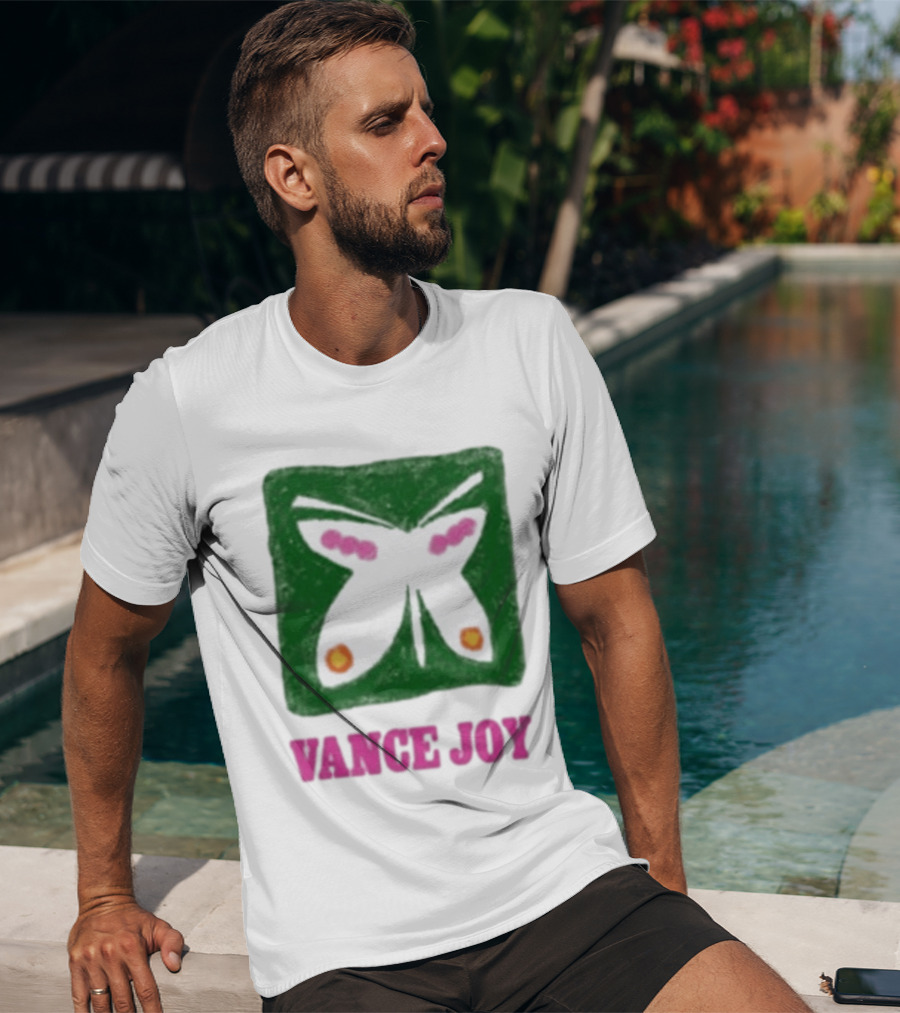 Vance Joy Butterfly Green Pink White T-Shirt