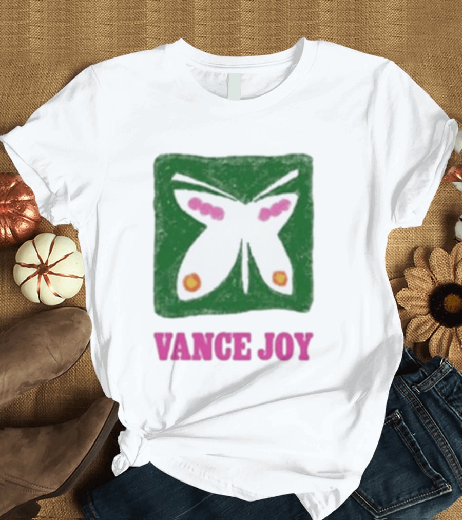 Vance Joy Butterfly Green Pink White T-Shirt