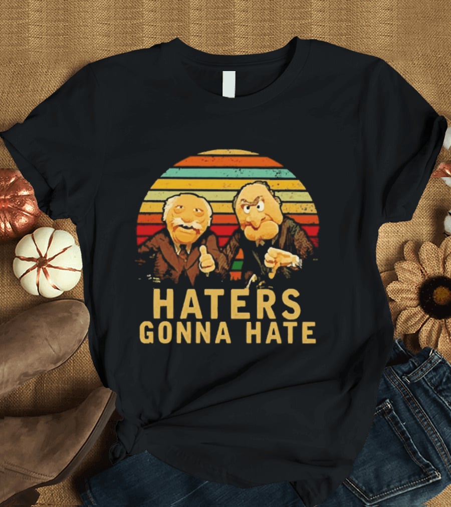 Statler And Waldorf Haters Gonna Hate Vintage Sunset Stripes T-Shirt
