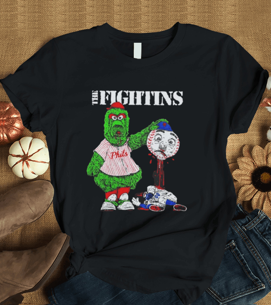 The Fightins Phillie Phanatic Philadelphia Phillies Holding Mr. Met T-Shirt