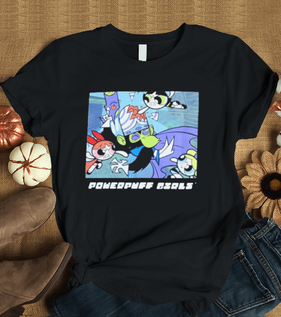 Powerpuff Girls Mojo Jojo Battle Scene Panel T-Shirt