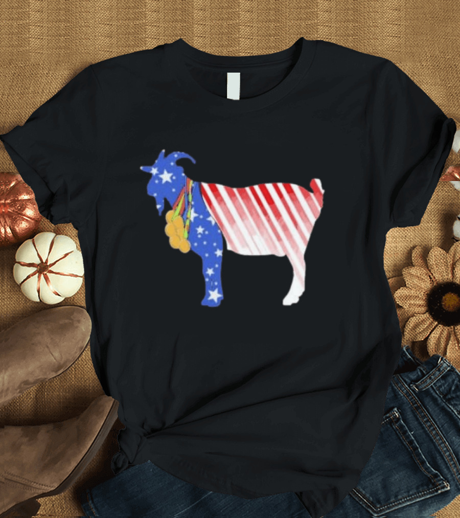 USA GOAT Stars Stripes Olympic Medals T-Shirt