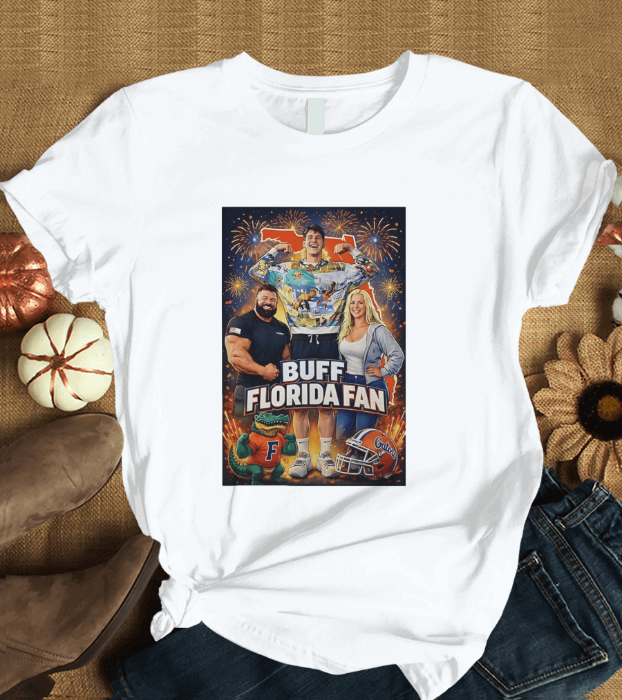 Buff Florida Fan Florida Gators F Mascot Football Helmet Fireworks T-Shirt