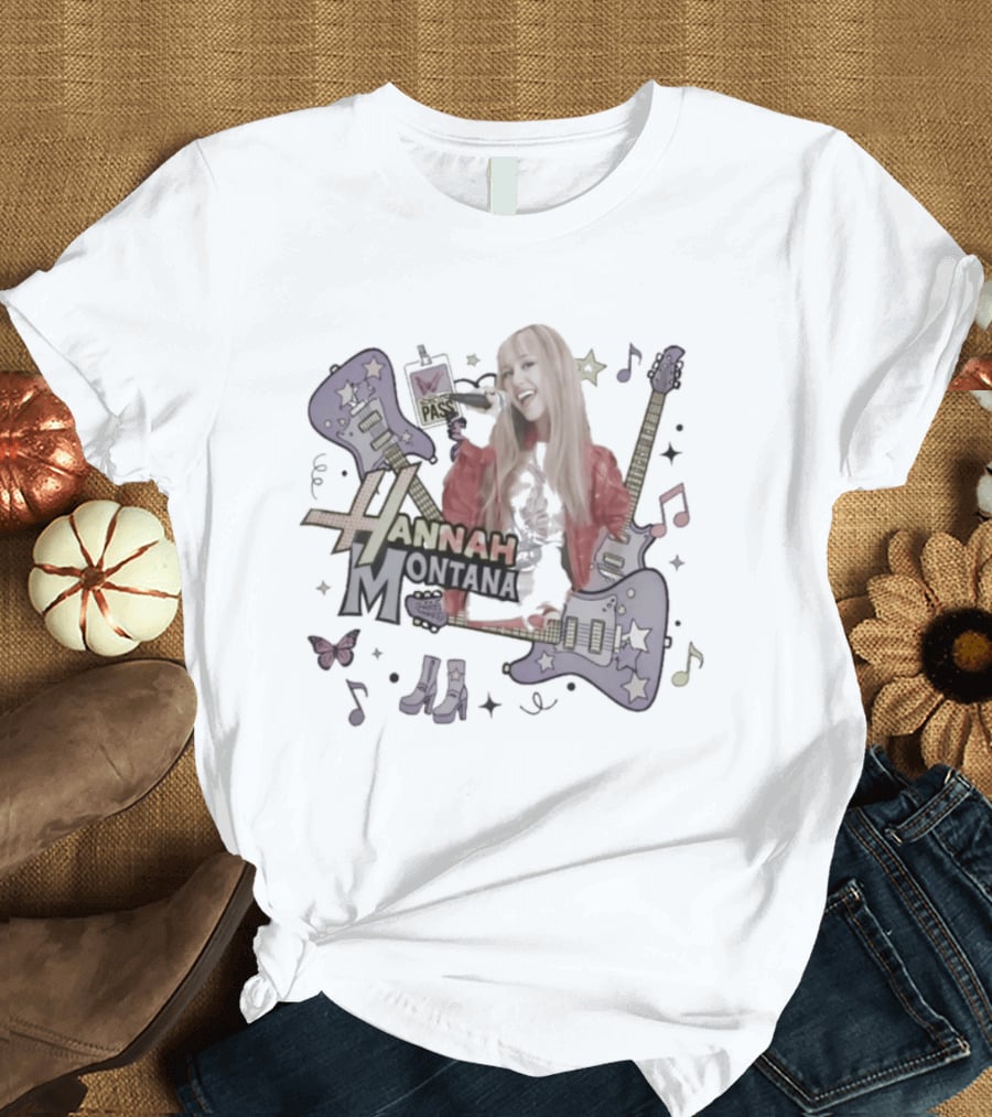 Hannah Montana Y2K Aesthetic Pop Star 2026 Guitar Butterfly Music Notes T-Shirt