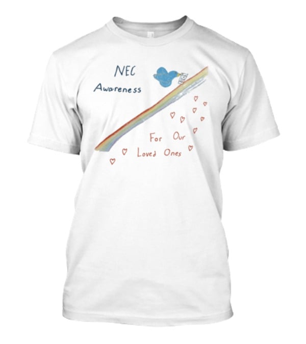 NEC Awareness Rainbow For Our Loved Ones With Clouds And Hearts T-Shirt