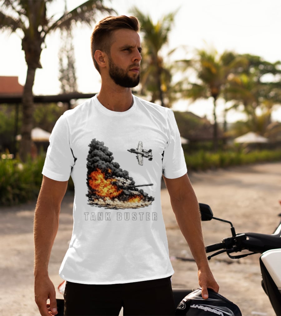 Tank Buster Explosion Fighter Plane Attack T-Shirt