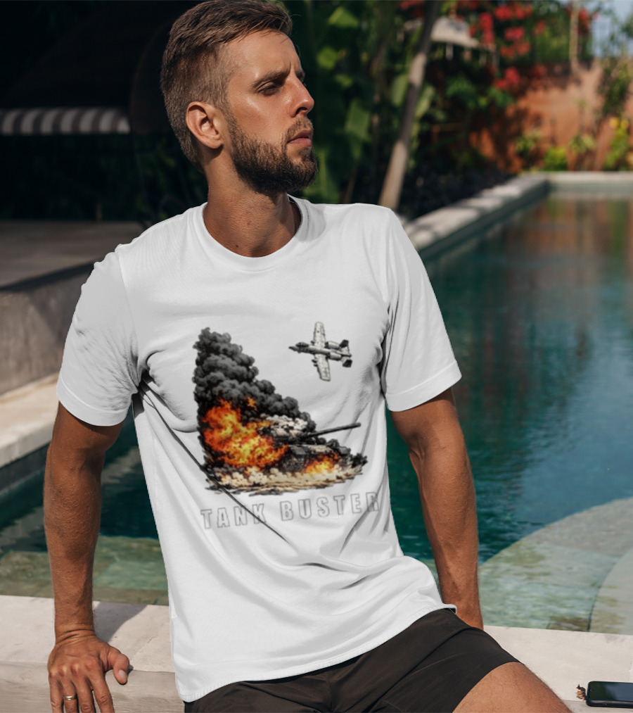 Tank Buster Explosion Fighter Plane Attack T-Shirt