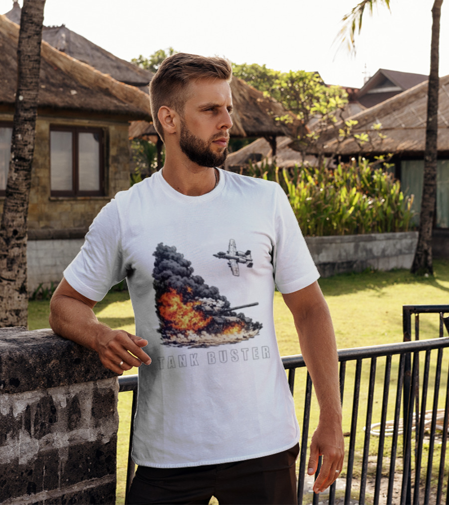 Tank Buster Explosion Fighter Plane Attack T-Shirt