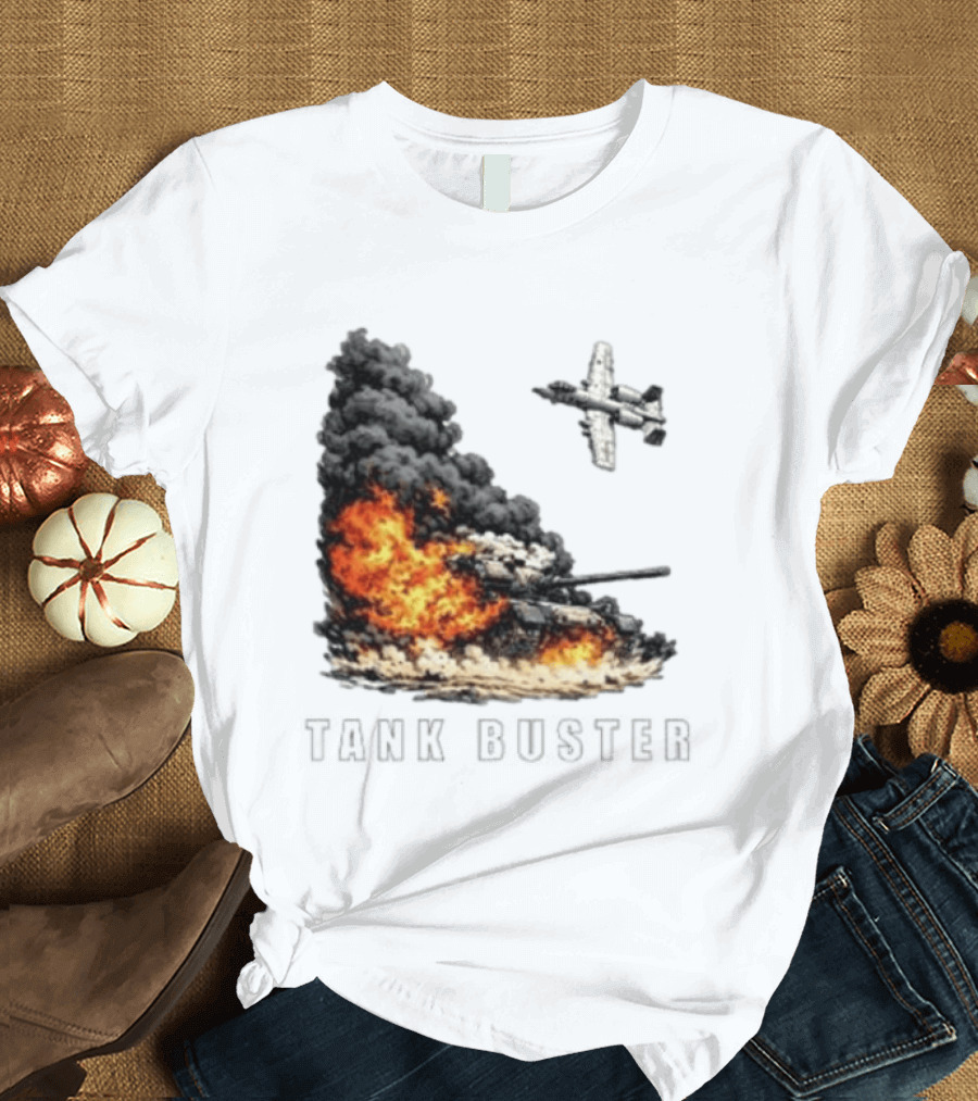 Tank Buster Explosion Fighter Plane Attack T-Shirt
